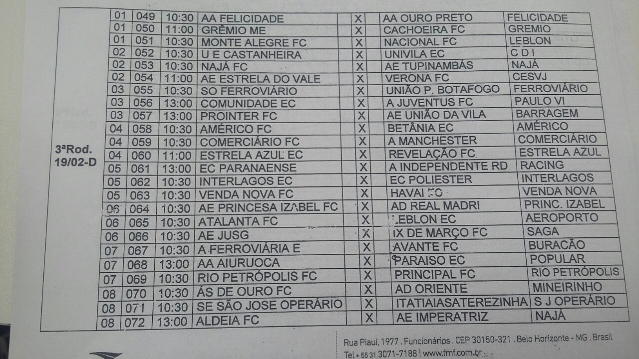 3ª RODADA/FASE 1